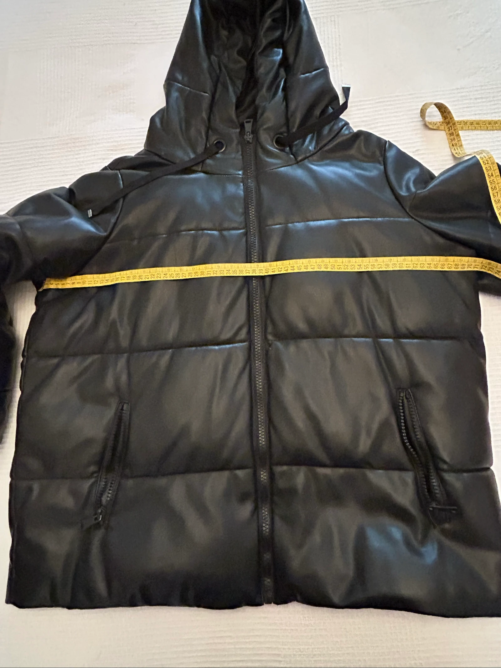 Veste matelassée noire effet cuir avec capuche taille 46/48 – photo 7